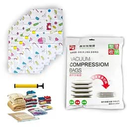 Вакуумные пакеты для одежды с насосом Vacuum Compressiom Storage Bags, комплект 5 шт, с клапаном