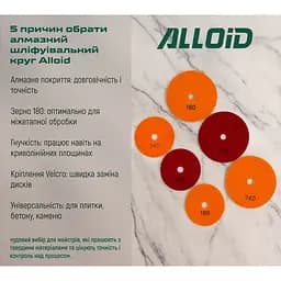 Круг алмазний Alloid Building Tools шліфувальний на липучці 125 мм зерно 180 (DD-125180) - мініатюра 5
