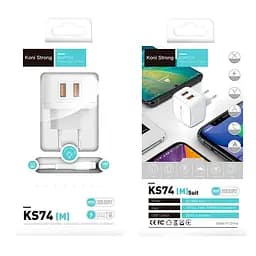 Адаптер сетевой KONI Strong KS74 (M) набор с кабелем микро 2USB 2.4A