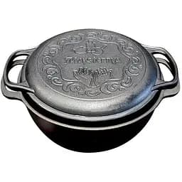 Казан чугунный 4 л Maysternya на 24 см с крышкой-сковородой V4CP