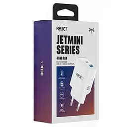 Сетевое зарядное устройство Relict JetMini GaN 45W/1 USB-C + 1 USB-A White