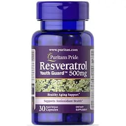 Натуральна добавка Puritan's Pride Resveratrol 500 mg, 30 капсул