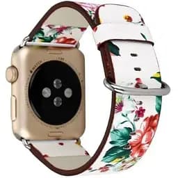 Кожаный ремешок Primo White Flower для Apple Watch 38 мм, 40 мм, 41 мм размер S