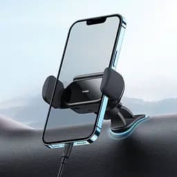 Автомобільний тримач холдер Baseus Steel Cannon pro Solar Electric Car Mount SUGP010001 Black - мініатюра 8