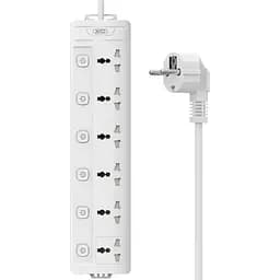 Мережевий подовжувач фільтр XO WL18 6 Розеток, 2500W, 2m білий
