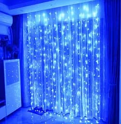 Гірлянда штора Водоспад 720 led 3х3м (прозорий провід, 15 ниток) Синій - мініатюра 2
