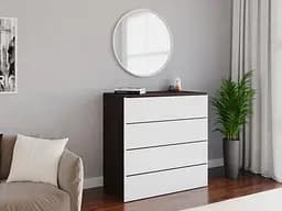 Комод Flamecame на 4 ящика с ручками на всю длинну из ДСП II FTX-4 Венге темний/Белый