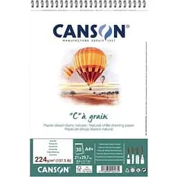 Альбом для эскизов и рисунка Canson Càgrain на спирали А4 (21х29.7см) 224г/м2 30л белая бумага