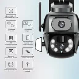 IP PTZ-відеокамера з WiFi 4Mp (2*2Mp) Light Vision VLC-9692WI10ZL f=4+8mm, ІЧ+LED-підсвічування, з мікрофоном (75-00205) - мініатюра 9