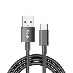 Кабель Brevia USB to Type-C 2,4А 1 м, черный ZIP (55100BUCZ1)