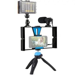 Комплект блогера Puluz PKT3023 4в1 (постійне світло, штативне кріплення, тримач для телефону, мікроф