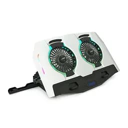 Підставка для ноутбука IceCoorel N9, 10-18", 2*125mm 1400±10% RPM, корпус пластик+алюміній, 2xUSB 2.0 + LCD display, 461x298x52mm, Silver, Box, Q8