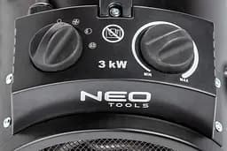 Теплова гармата Neo Tools електрична, 3кВт, 80м кв, 354м куб/год, нагрів. елемент - нерж. сталь, IPX4, чорний - мініатюра 6