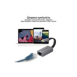 Адаптер Promate USB-C to RJ45 Ethernet 1000Mbps grey (gigaLink-c.grey) - мініатюра 5