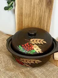 Казан із кришкою керамічний (глиняний) різьблений Золотий Колосок 3 л - мініатюра 2