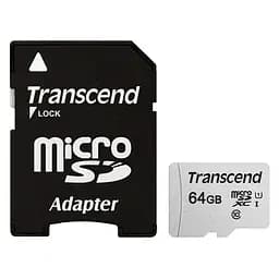Карта памяти Transcend MicroSDXC 64GB UHS-I Class 10 300S + SD-adapter (TS64GUSD300S-A)