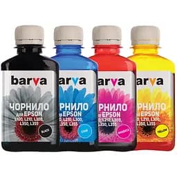 Комплект чорнил Barva Epson L100/L200/L300, Black/Cyan/Magenta/Yellow, 4x180 мл чорнил (E-L100-180-MP)