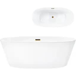 Ванна акрилова окремостояча Corsan Salna 170x72 + злив-перелив gold E026XLGL Золотий