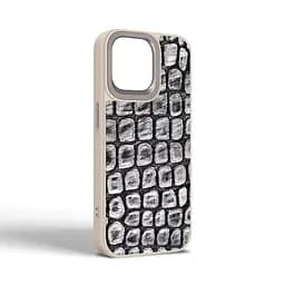Кожаный чехол для Apple iPhone 15 Pro Max, Harder Kaiju Skin, серый, термополиуретан ТПУ + экокожа с эффектом текстуры монстра, панель, защита корпуса, противоударный, микрофибра, рамка вокруг камеры, защита всего корпуса, (ARM76850) - мініатюра 2