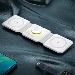 Бездротова зарядна станція Essager 3 в 1 15W біла (6975253972210) - мініатюра 4