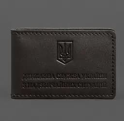 Кожаная обложка на удостоверение ГСЧС с карманом темно-коричневая