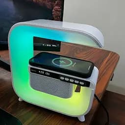 Нічний смарт XM-G3 RGB підсвічування Bluetooth з колонкою бездротовою зарядкою годинником радіо 15 Вт - мініатюра 4