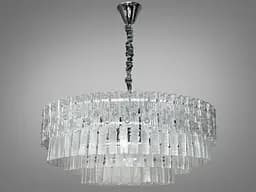 Вишукана люстра підвіс зі скляними пелюстками на 18 ламп, колір хром