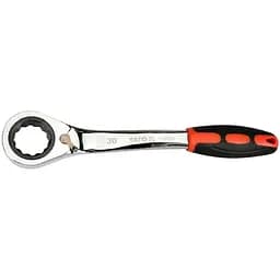 Ключ накидний вигнутий з тріщаткою Yato М30 HRC 42-48 Cr-V з прогумованою ергономічною ручкою (YT-02387)