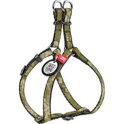 Шлея для кошек и мелких пород собак Waudog Nylon с QR-паспортом, Милитари, пластиковый фастекс, XS, 28-40х1 см