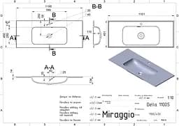 Умивальник Miraggio Della 1100 mirasoft 0001074, Білий матовий - мініатюра 5