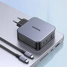 Зарядний комплект блок і кабель 3 порти USB (2хUSB-C+USB-A) Ugreen CD289 140W Gan (90549) - мініатюра 7