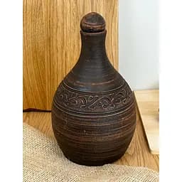 Бутылка 1 литр керамическая (глиняная) резная без ручки декор