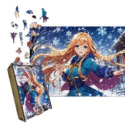 Пазл деревянный Аниме Круговерть Зимняя, А3, Деревянная коробка 200 элементов