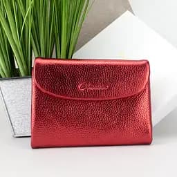 Кошелек женский красный Classic 2301-9929M кожаный перламутровый на магните