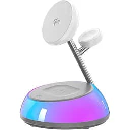 Беспроводное зарядное устройство Wiwu 3in1 Aurora Qi2 with MagSafe White (Wi-W036) [136236]