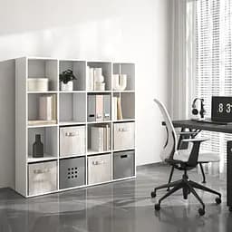 Книжная полка стеллаж Vays M-14 с 16 ячейками ЛДСП 143x29x143 см для дома офиса детской или гостиной