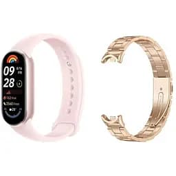 Фитнес-браслет Xiaomi Smart Band 9 Mystic Rose + металлический ремешок Type C Rose gold