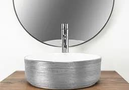 Умивальник Rea Sami brushed silver white накладний REA-U3304, Хром - мініатюра 3