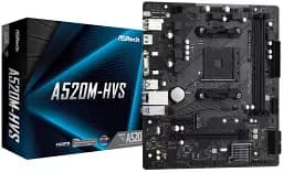 Мат.плата AM4 (A520) ASRock A520M-HVS, A520, 2xDDR4, Int.Video(CPU), 4xSATA3, 1xM.2, 1xPCI-E 16x 3.0, 1xPCI-E 1x 3.0, ALC887, RTL8111H, 6xUSB3.2/6xUSB2.0, VGA/HDMI, MicroATX
