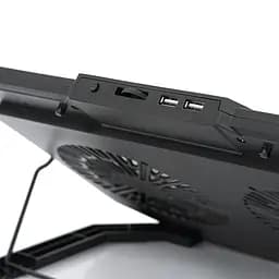 Підставка під ноутбук IceCoorel F8, 10-17", 2*125mm 1200±10% RPM, корпус пластик+алюміній, 2xUSB 2.0, 415x293x26.5mm, RGB, Box Q10 - мініатюра 3
