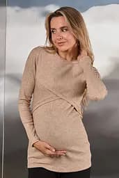 Теплий джемпер для вагітних та годуючих з теплого трикотажу в рубчик Melania XL Юла Мама Бежевий - мініатюра 4
