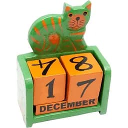 Календарь настольный Кот дерево зеленый 14х10х5 см
