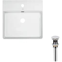 Комплект Qtap Nando LT: Раковина подвесная прямоугольная 500х420х130 мм White + Донный клапан PU02O (QT12112173SWN47323)