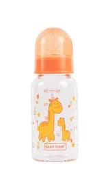 Пляшечка для годування Baby Team, скляна з силіконовою соскою, 150 мл, помаранчевий (1200_оранжевый)