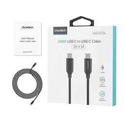 Кабель Choetech ХСС-1036 Black USB-C to USB-C PD3.1 240W 2m (43-00126) - мініатюра 3