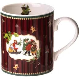 Чашка новорічна Чарівне Різдво R33351 фарфорова у подарунковій коробці 420 мл Червона