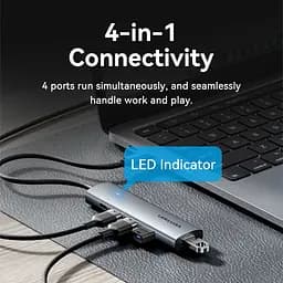 Хаб USB 3.0 Type-C -> 4xUSB 3.0/1xUSB-C, 5Gbps, Black Vention - мініатюра 7