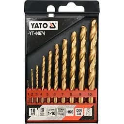 Свердла по металу титанові Yato HSS-TiN Ø=1-10 мм 10 шт. (YT-44674)