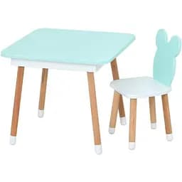 Столик зі стільцем Bambi "Ведмедик" 07-025B-BOX з ящиком бірюзовий