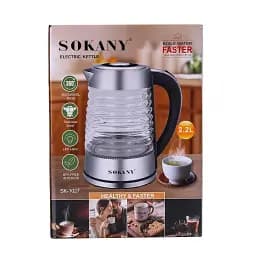 Електрочайник скляний Sokany SK-1027 безшумний 2,2 л з підсвіткою Sokany SK1027CST - мініатюра 8